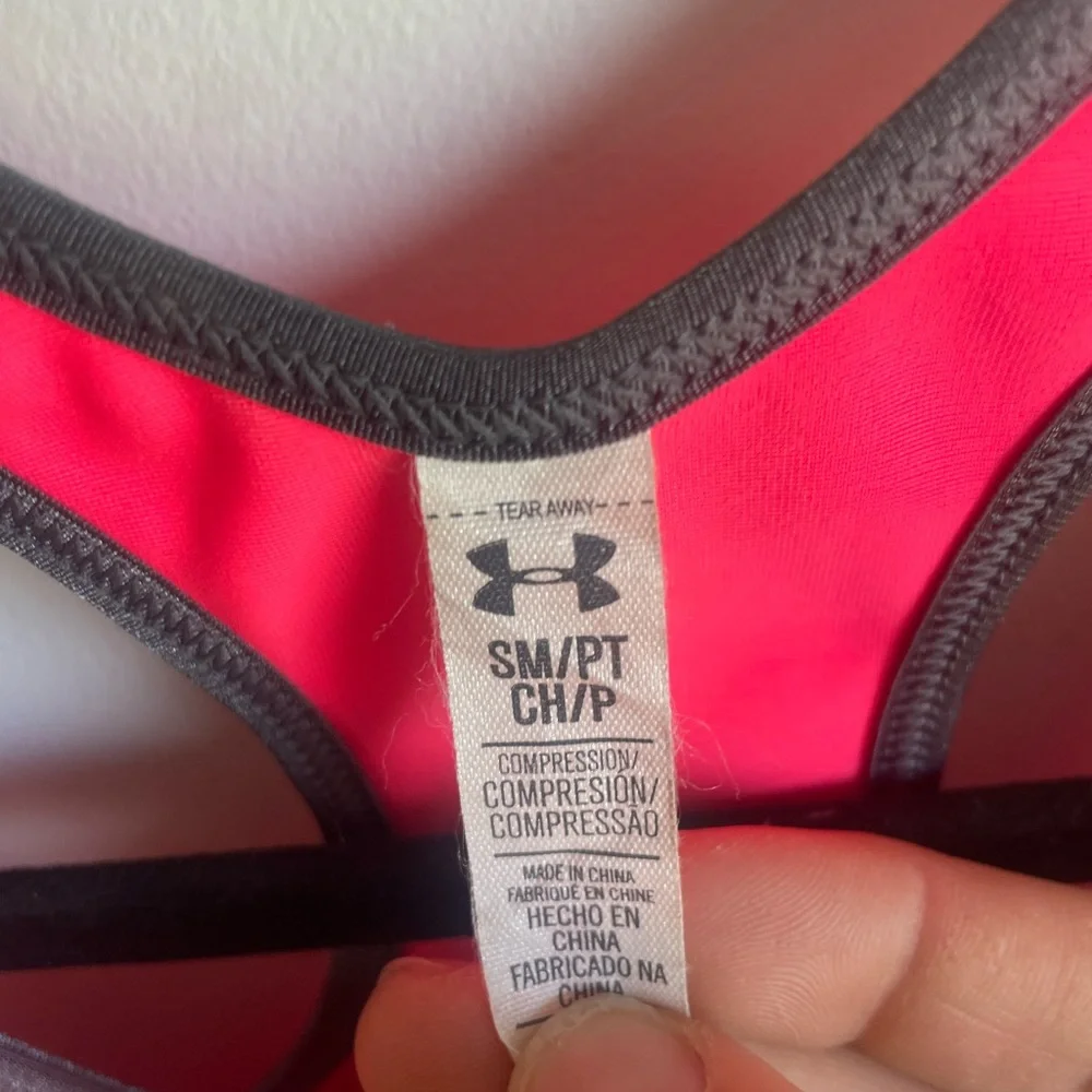 Small neon pink Under Armor Bra - Picture 2 of 4